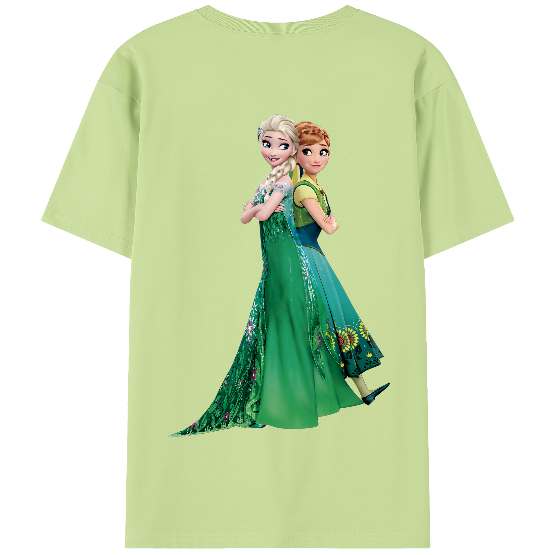 （画像用） アナと雪の女王 アンナ エルサ Frozen Anna Elsa 綿100％半袖Tシャツ（背面プリント）